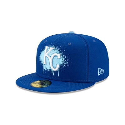 Blue Kansas City Royals Hat - New Era MLB Drip Front 59FIFTY Fitted Caps USA9837201